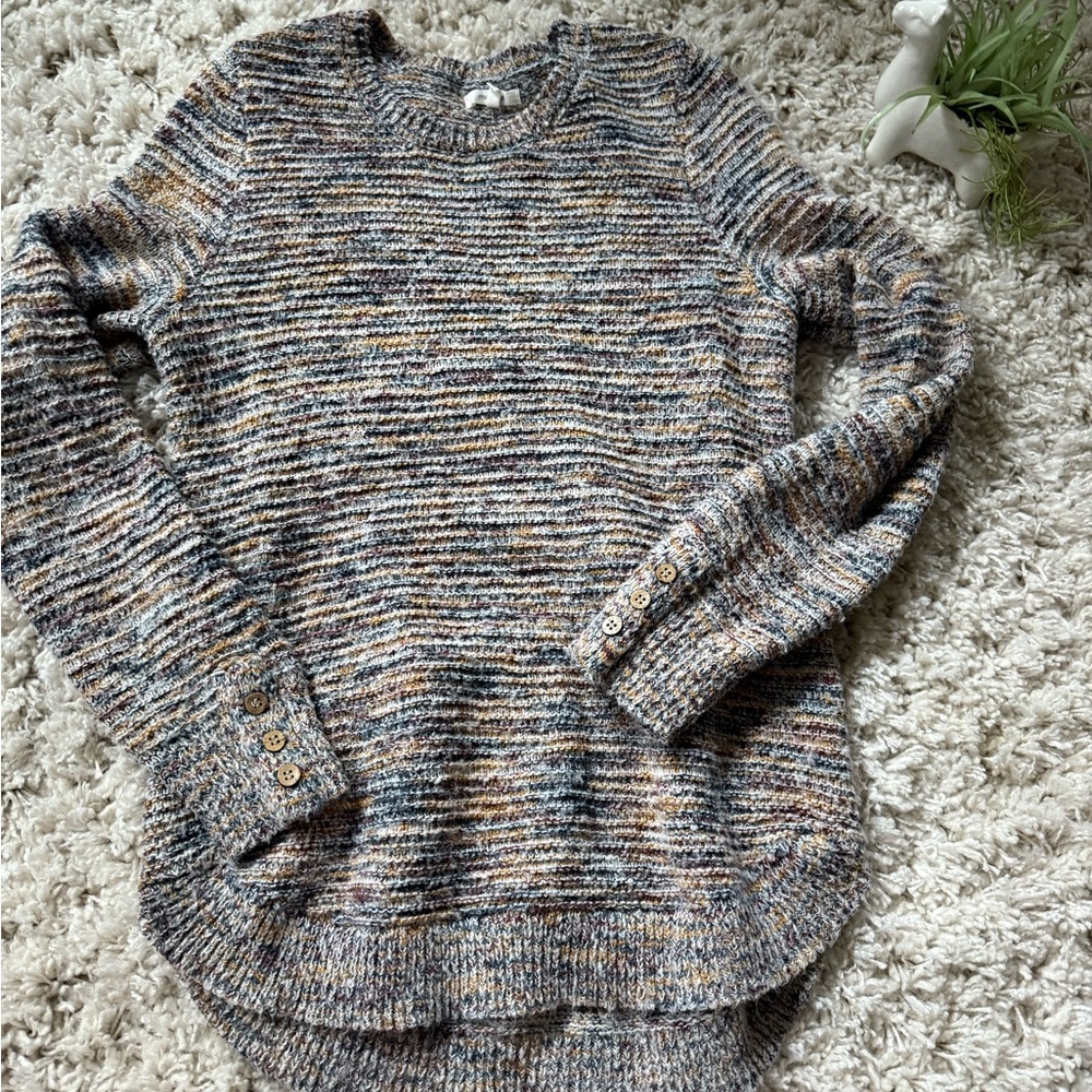 Maurices Gray and Brown Crew Neck Sweater with Relaxed Fit